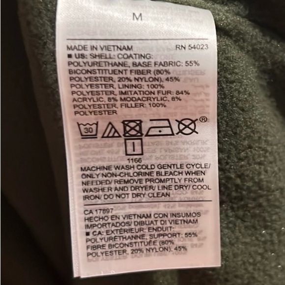 Old Navy olive green parka coat with black faux fur trim hood size size Small - Picture 11 of 13